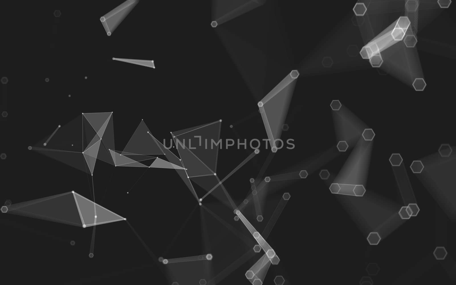 Abstract polygonal space low poly dark background with connecting dots and lines. Connection structure. 3d rendering