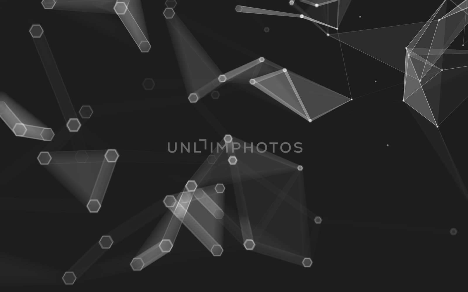 Abstract polygonal space low poly dark background with connecting dots and lines. Connection structure. 3d rendering