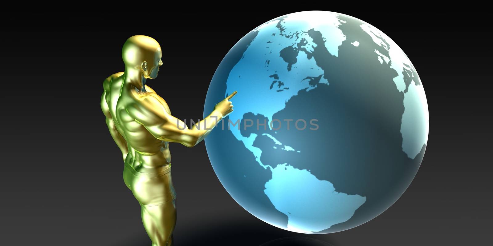 Businessman Pointing at North America by kentoh