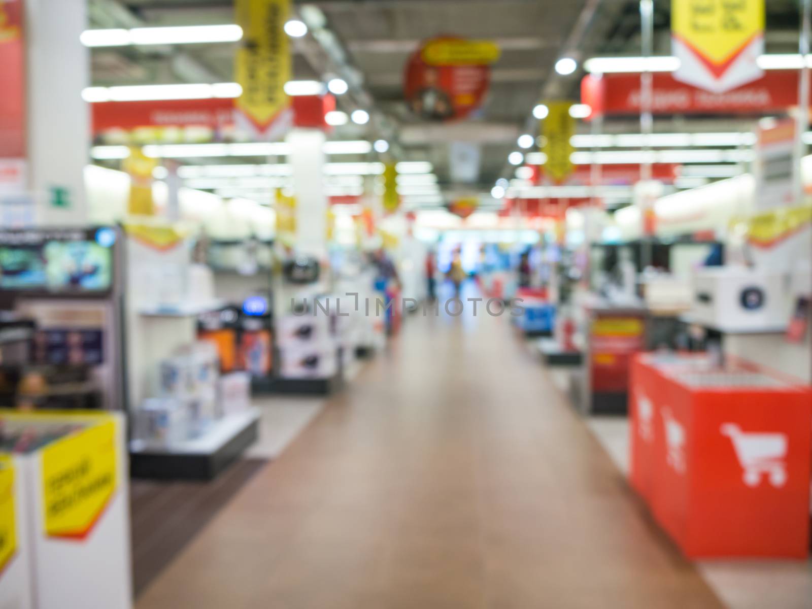 Blur eletronic department store. Blurred background with bokeh