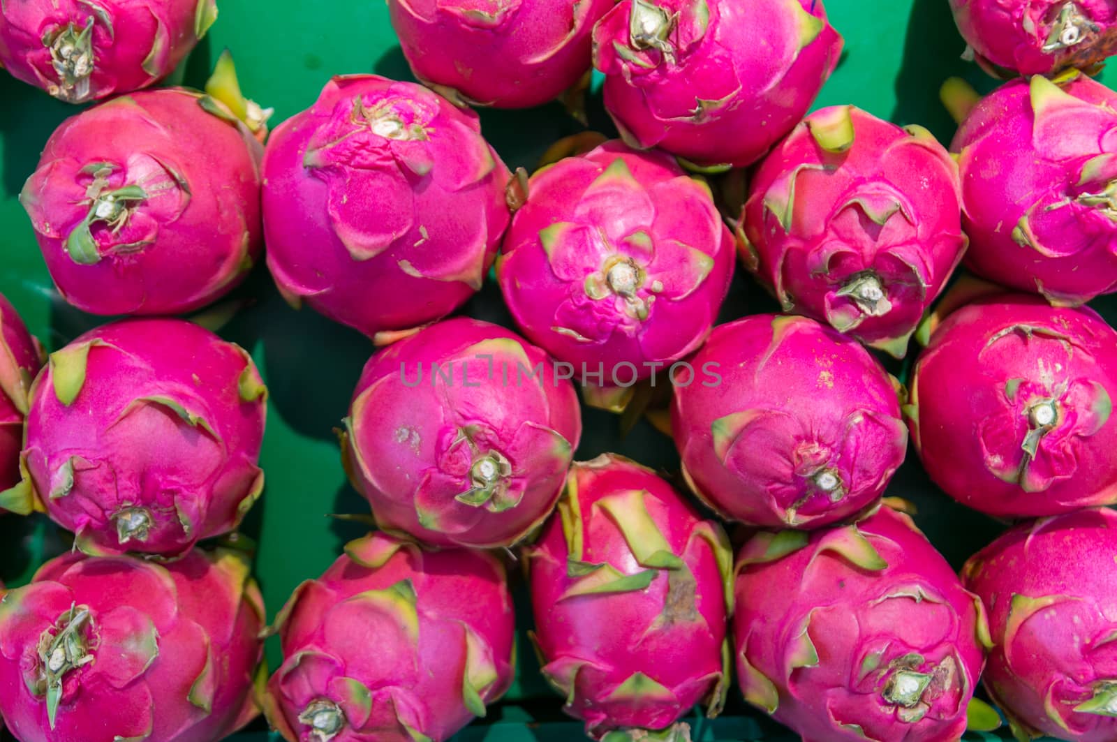 Dragon fruit on market stand, Thailand, for use as Background pattern