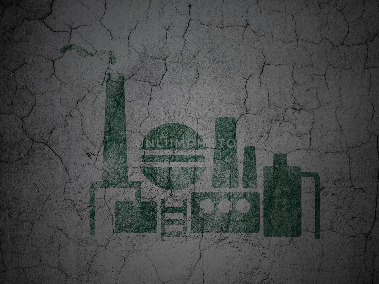 Industry concept: Green Oil And Gas Indusry on grunge textured concrete wall background