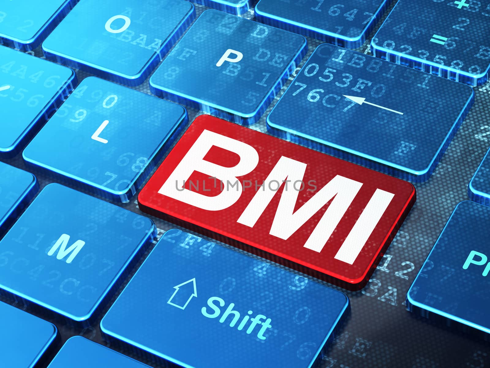 Health concept: BMI on computer keyboard background by maxkabakov