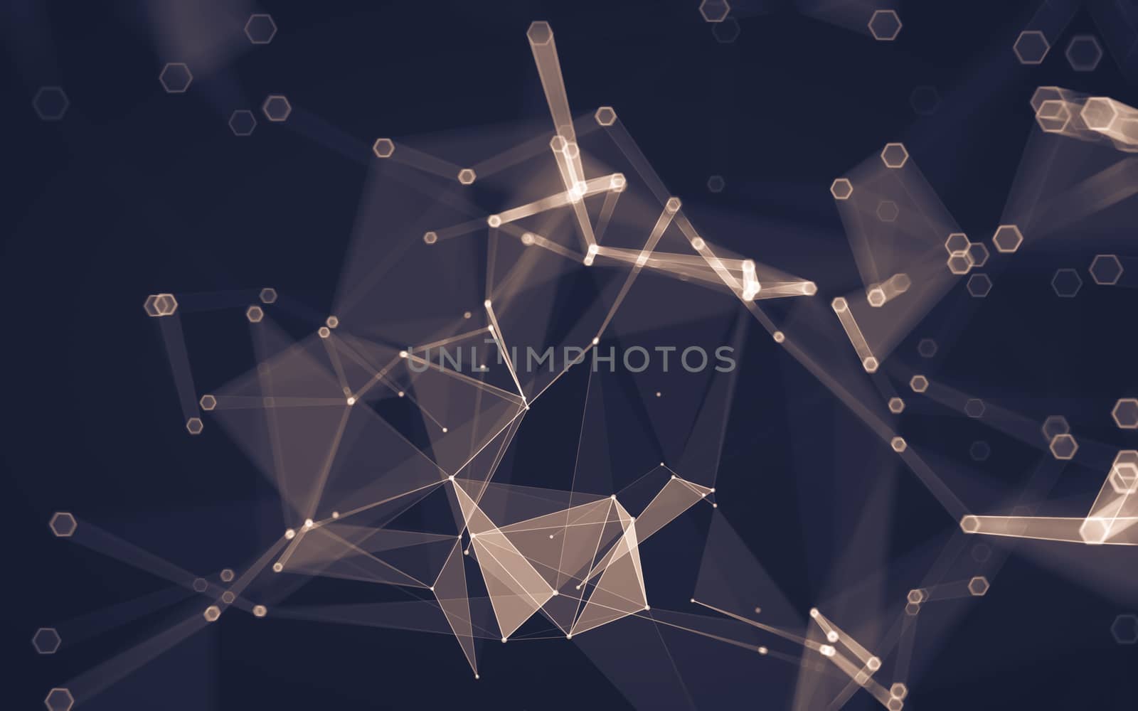 Abstract polygonal space low poly dark background with connecting dots and lines. Connection structure. 3d rendering