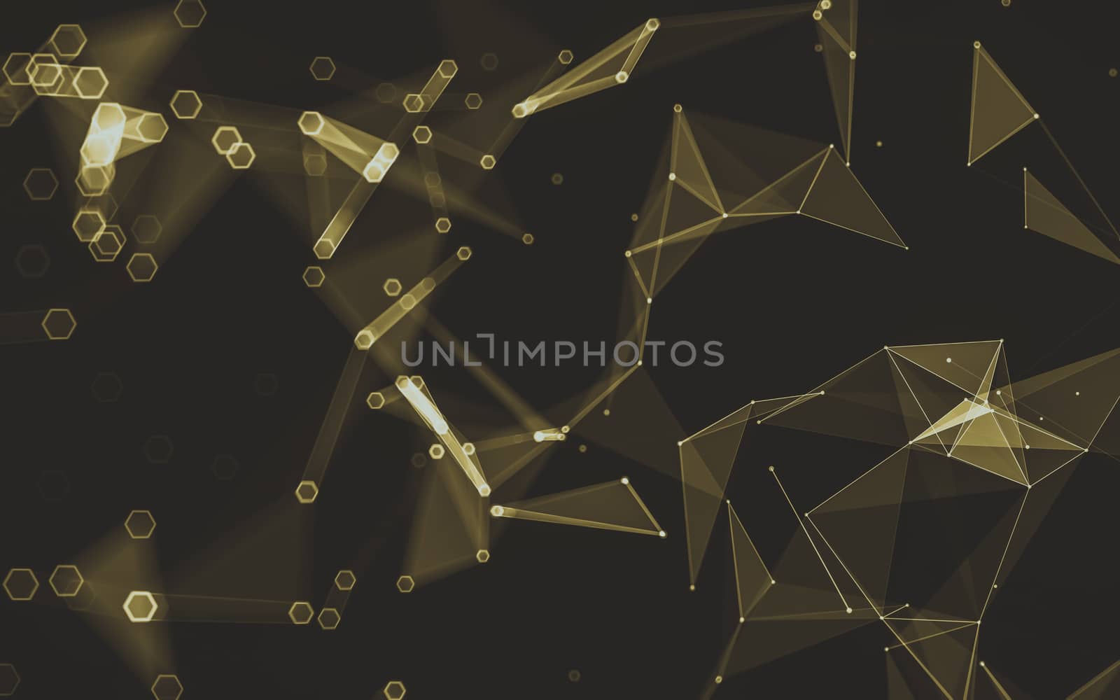 Abstract polygonal space low poly dark background with connecting dots and lines. Connection structure. 3d rendering