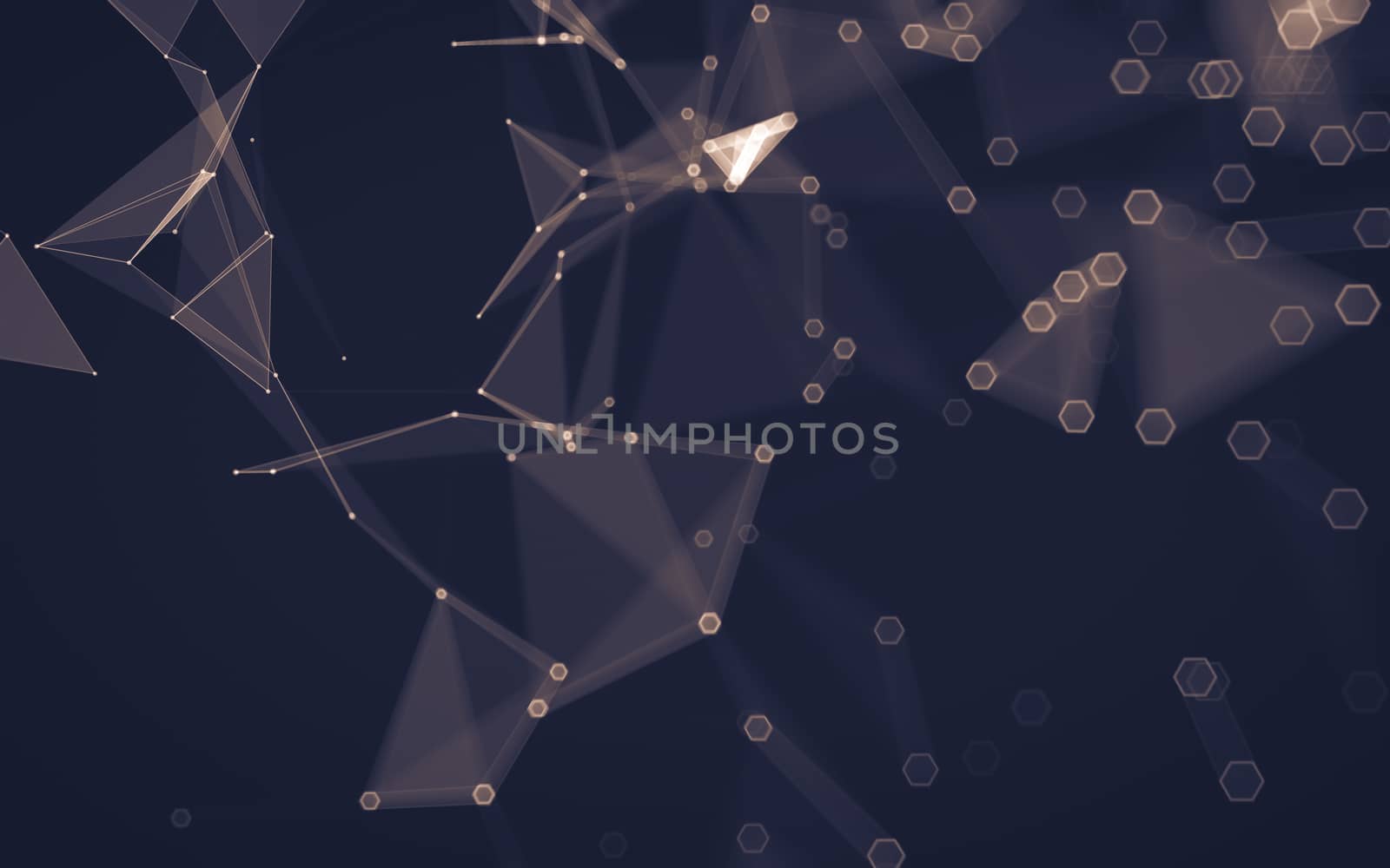 Abstract polygonal space low poly dark background with connecting dots and lines. Connection structure. 3d rendering