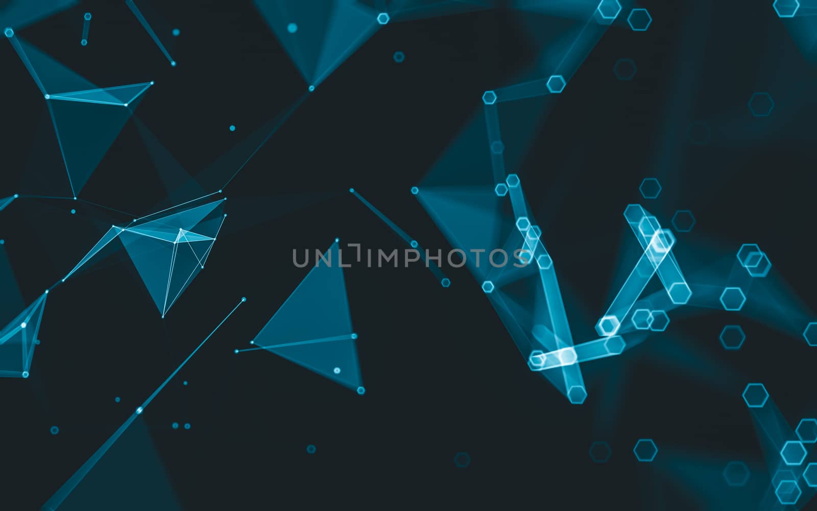 Abstract polygonal space low poly dark background with connecting dots and lines. Connection structure. 3d rendering