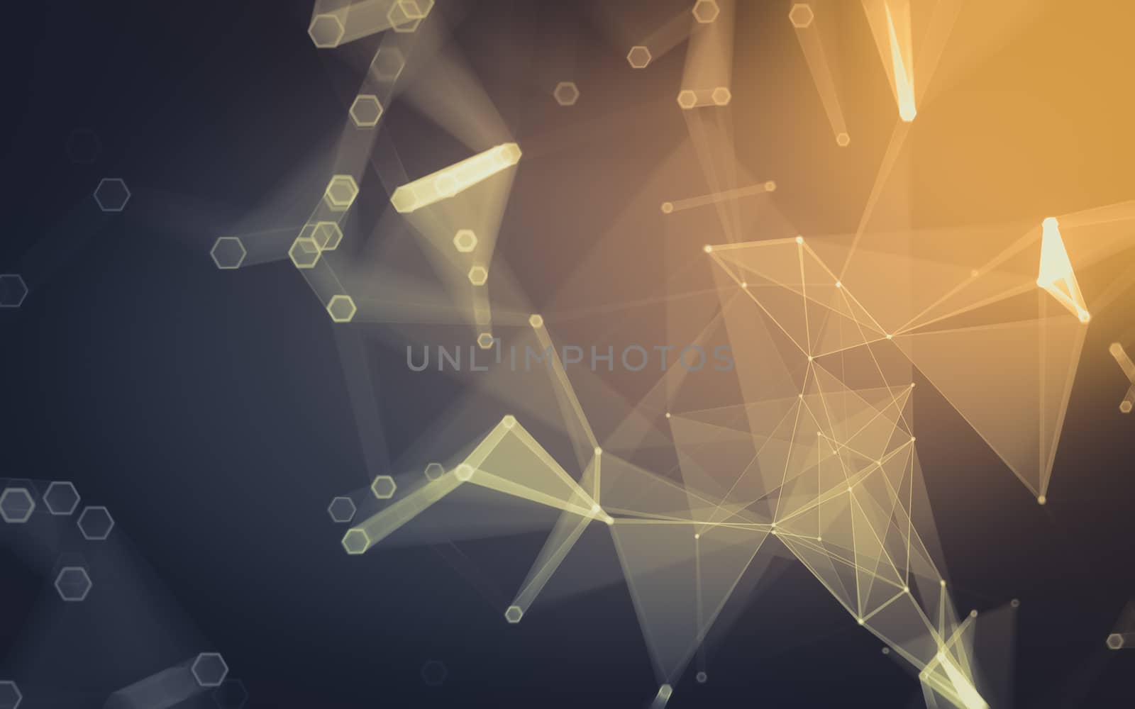 Abstract polygonal space low poly dark background with connecting dots and lines. Connection structure. 3d rendering