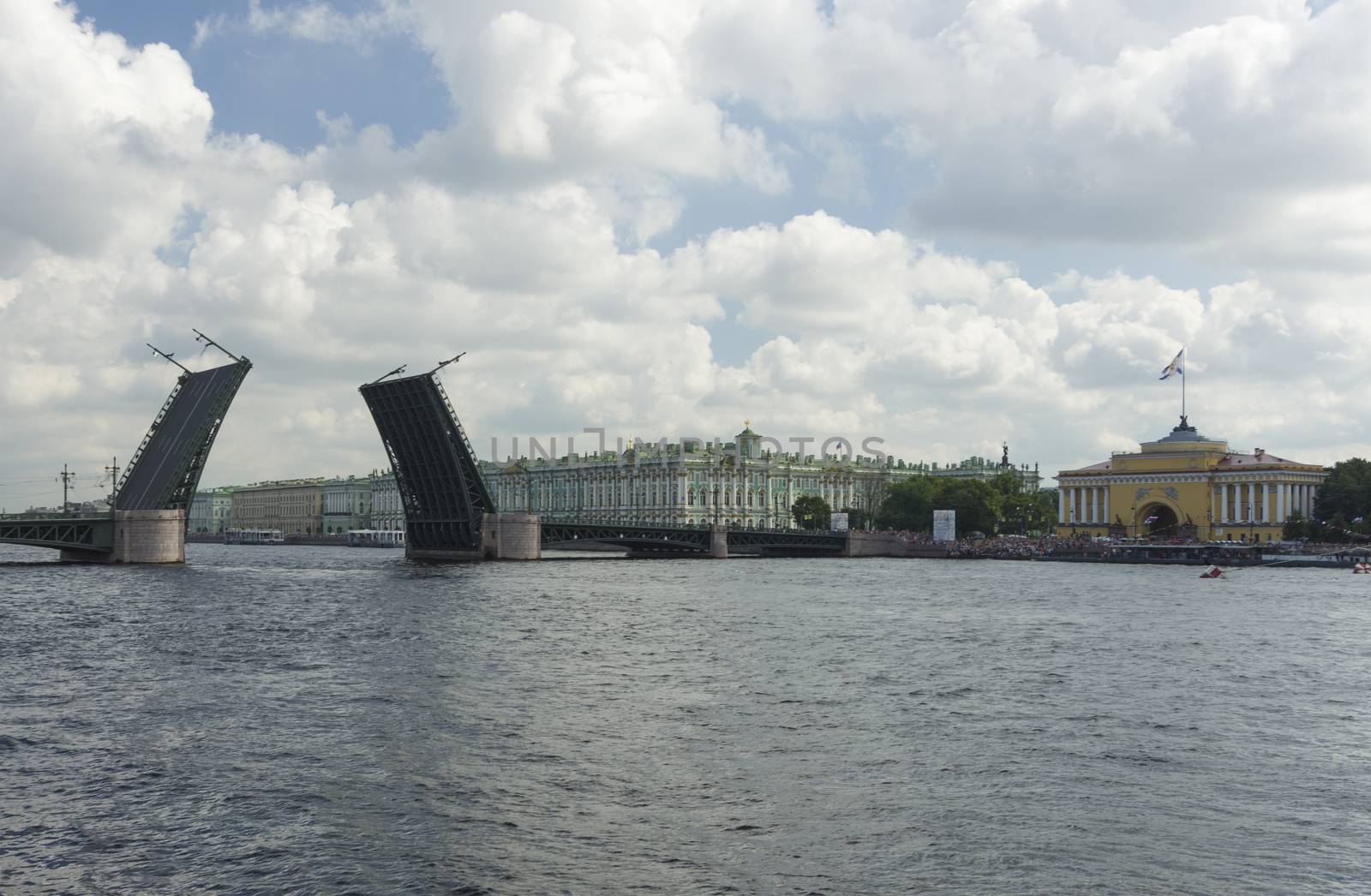 day of the bridges over the Neva River on the St. Petersburg waterfront