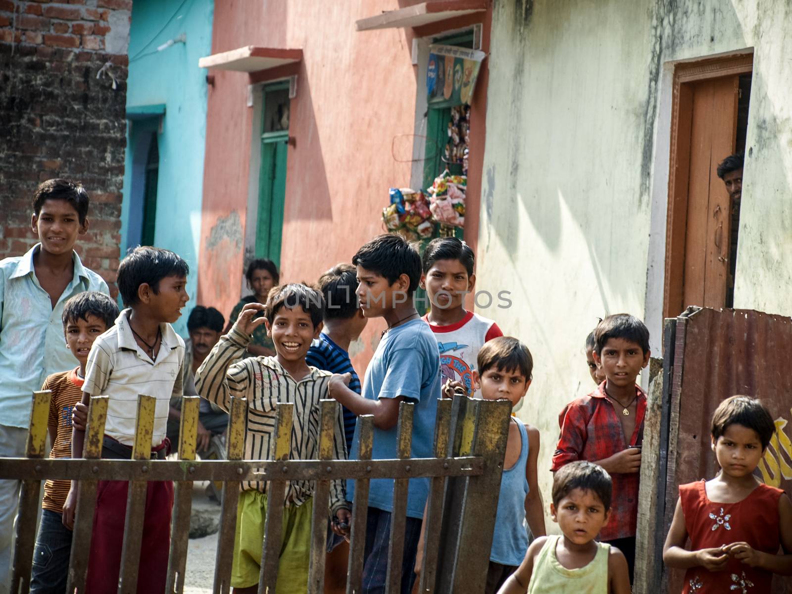 Amroha, Utter Pradesh, INDIA - 2011: Unidentified poor people living in slum by kimbo-bo