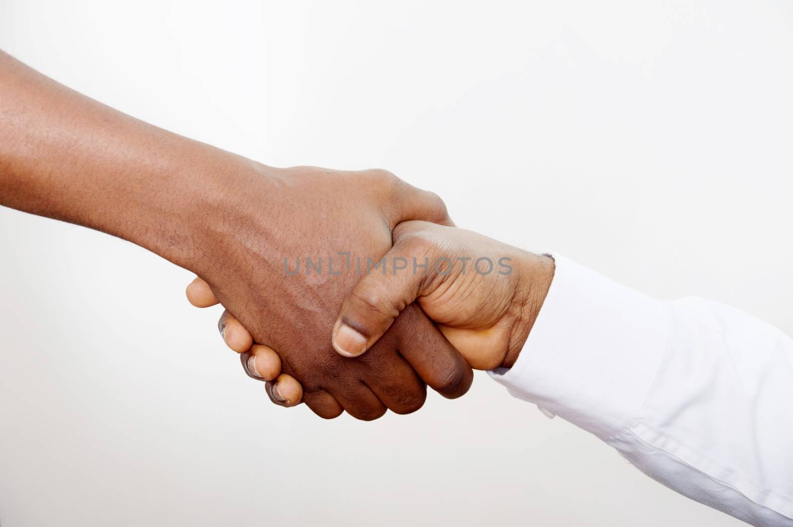 two businessmen welcomed for their good work team