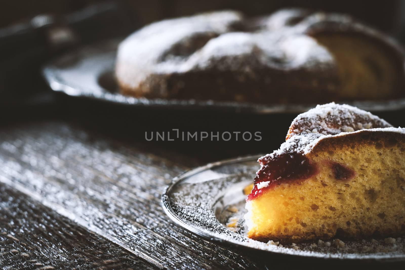 Cake with powdered sugar with a piece by Deniskarpenkov