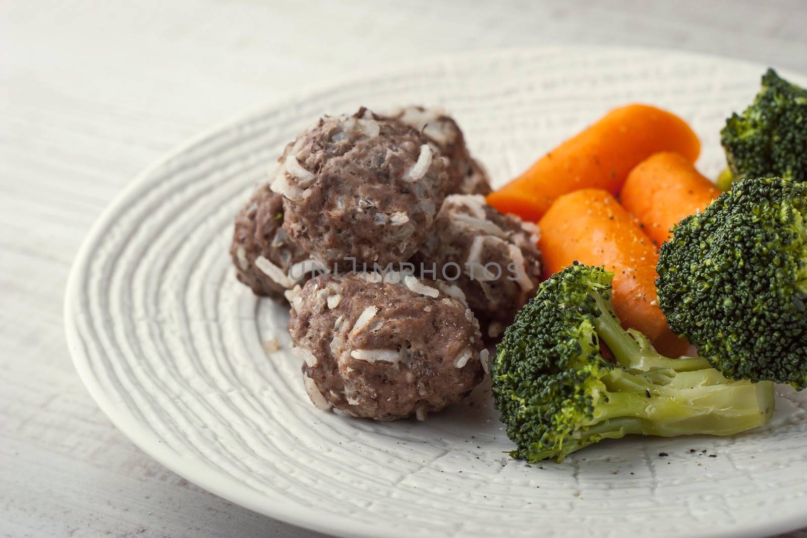 Broccoli and carrots with meatballs by Deniskarpenkov