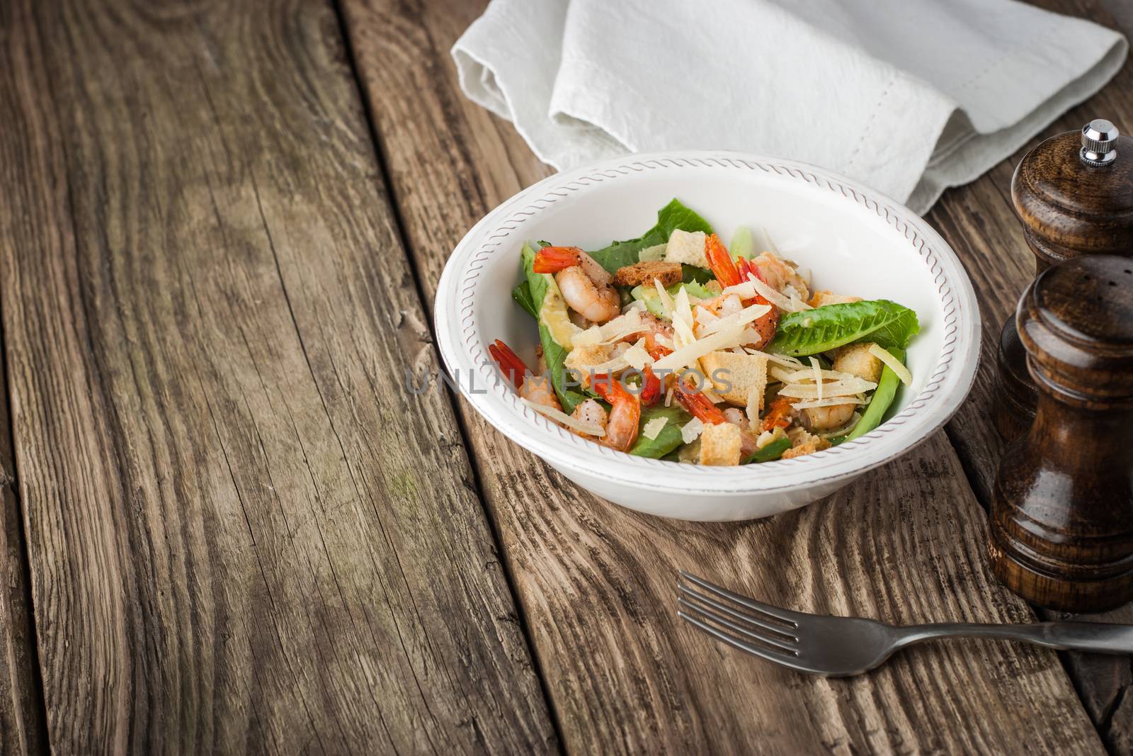 Salad with shrimps , croutons by Deniskarpenkov