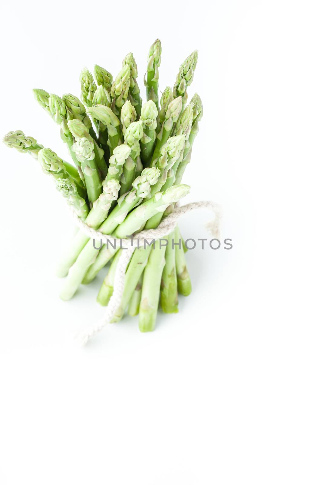 Bundle of asparagus on the white background