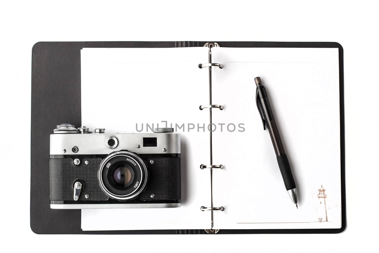 Open clear notebook with pen by Deniskarpenkov