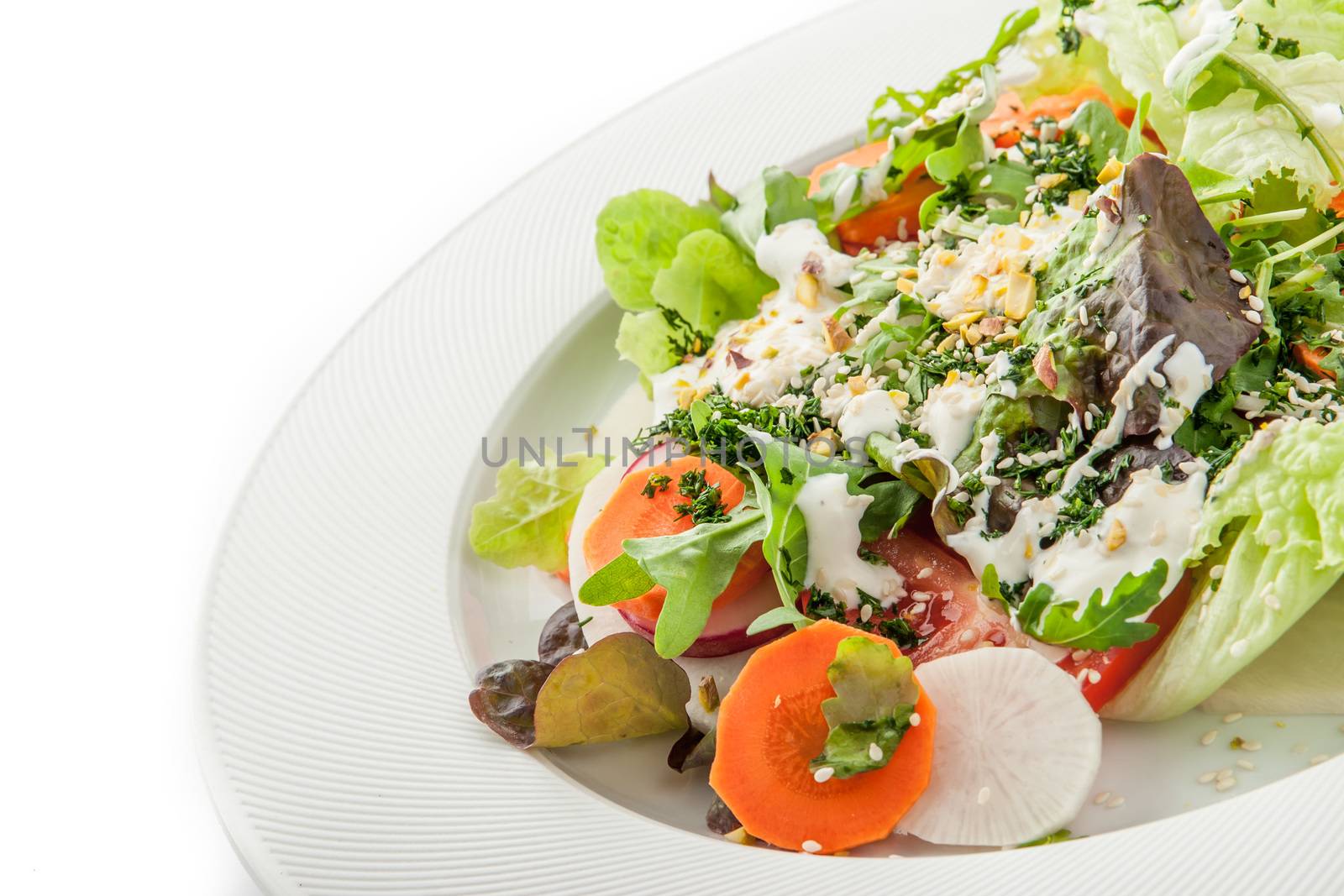 Vegetable salad with greens and sesame by Deniskarpenkov
