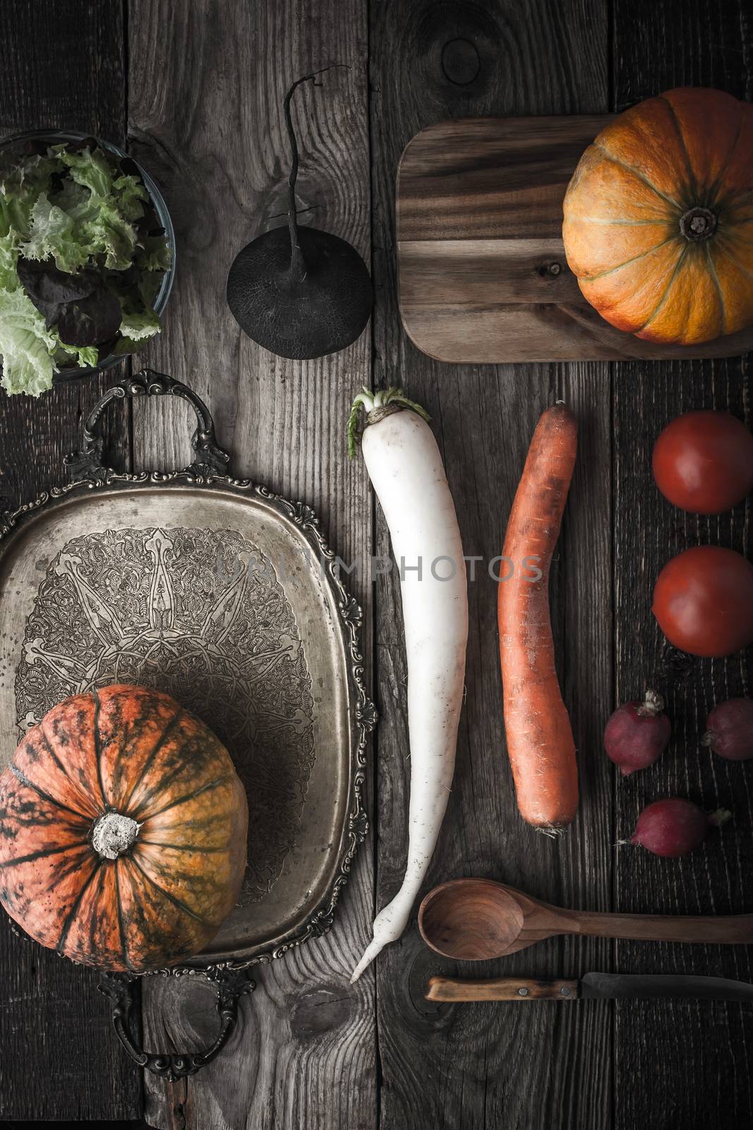 Vegetable mix with vintage tray by Deniskarpenkov