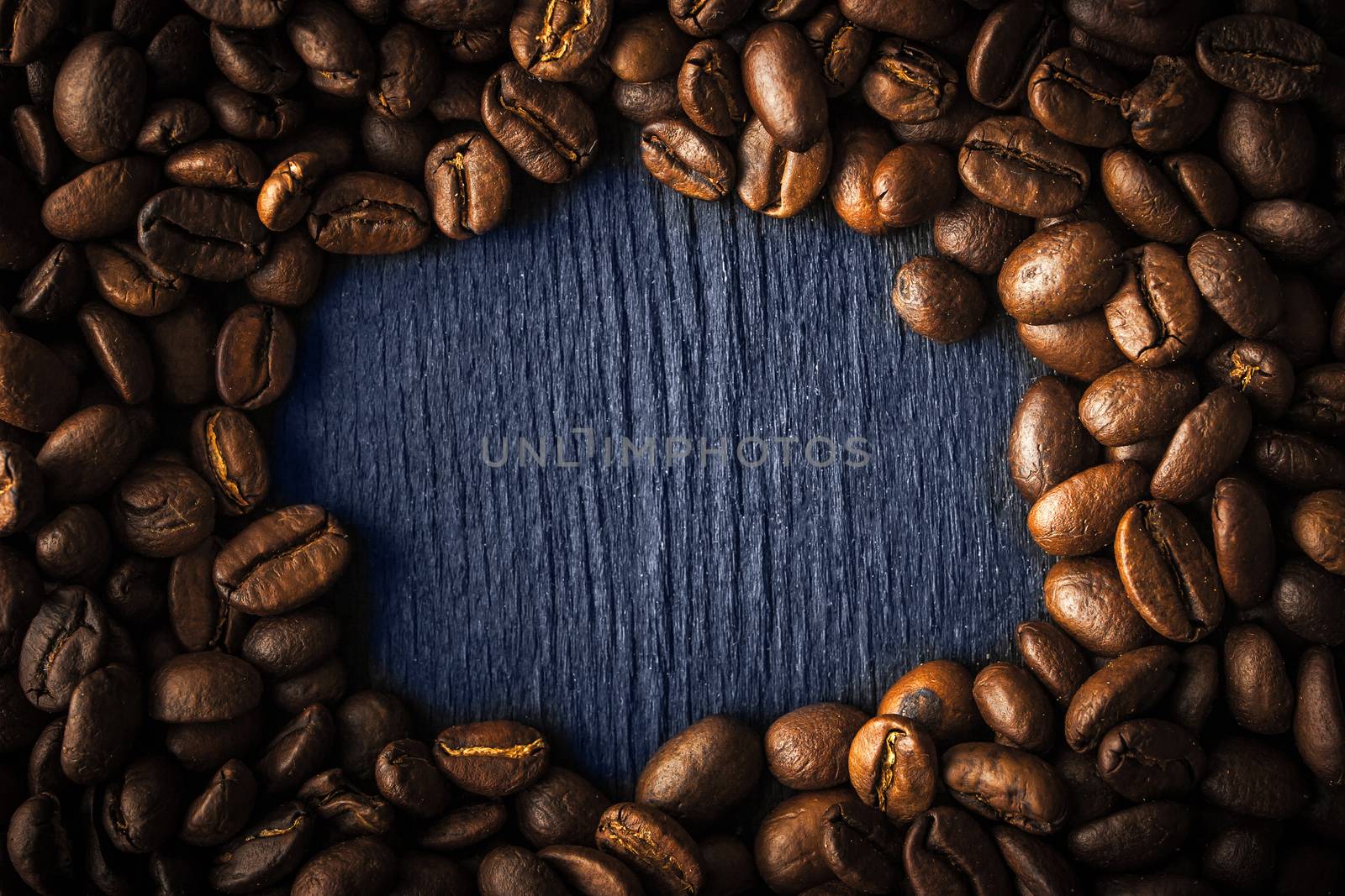 Frame of coffee bean on the dark background