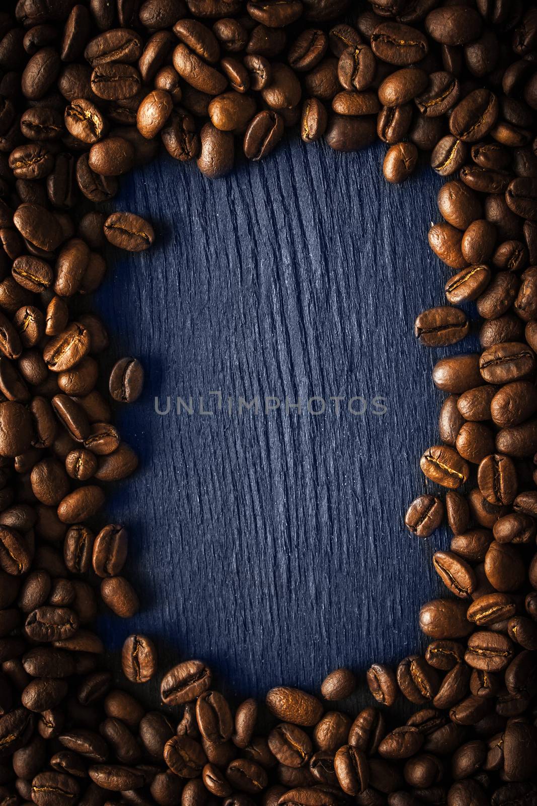 Coffee bean frame on the dark background vertical