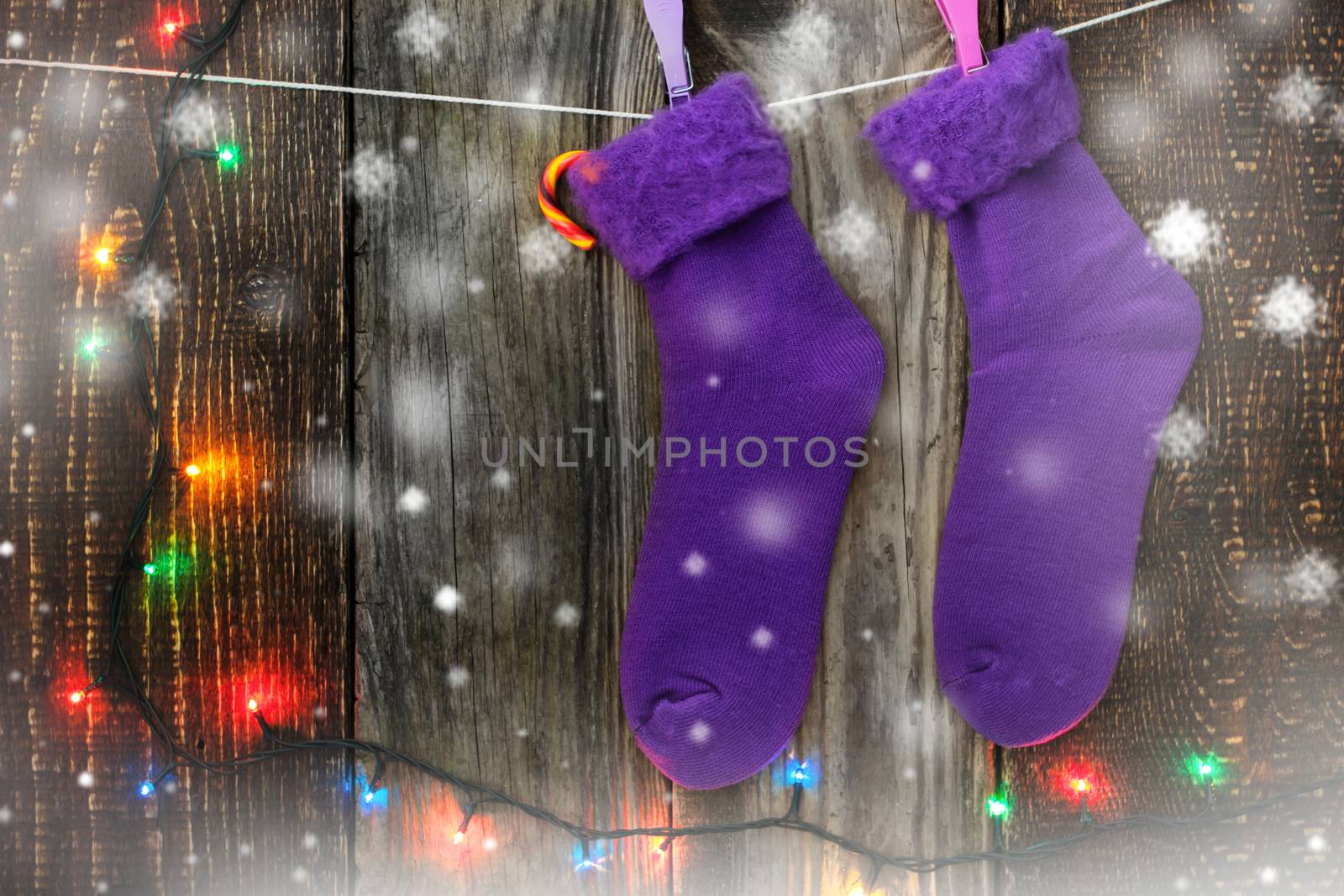 Christmas socks on the clothespins by Deniskarpenkov