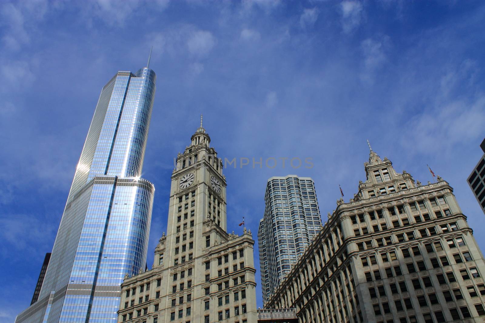 Wrigley Building and Trump Tower in Chicago, Illinois.