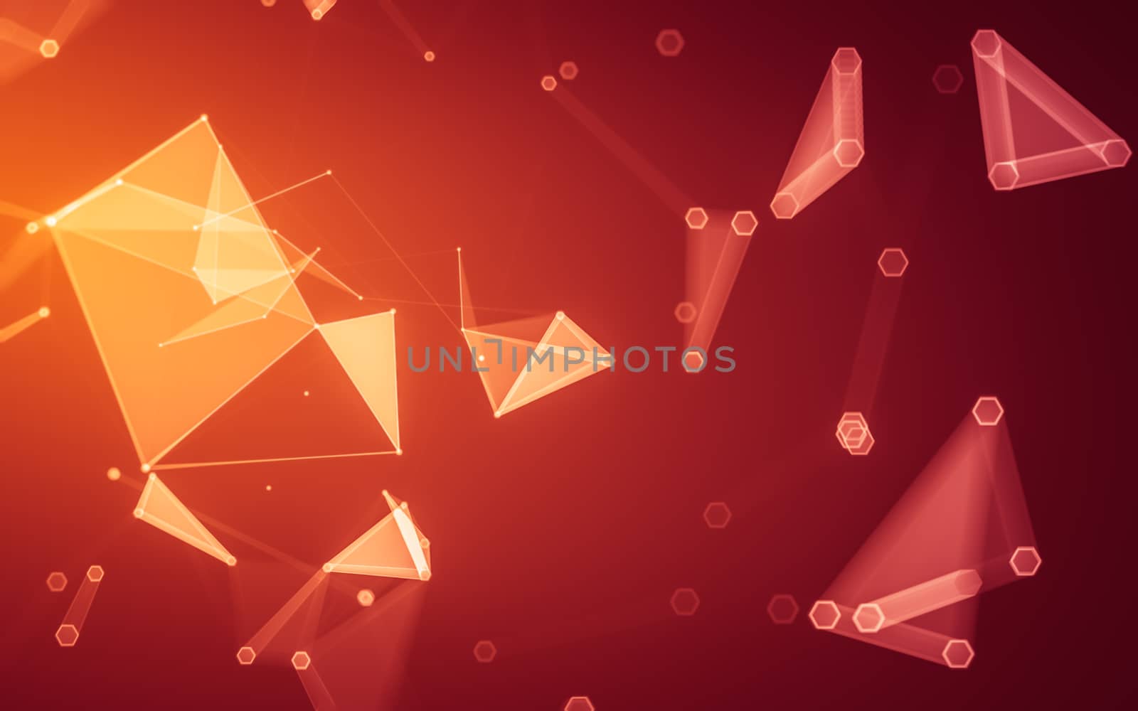 Abstract polygonal space low poly dark background with connecting dots and lines. Connection structure. 3d rendering