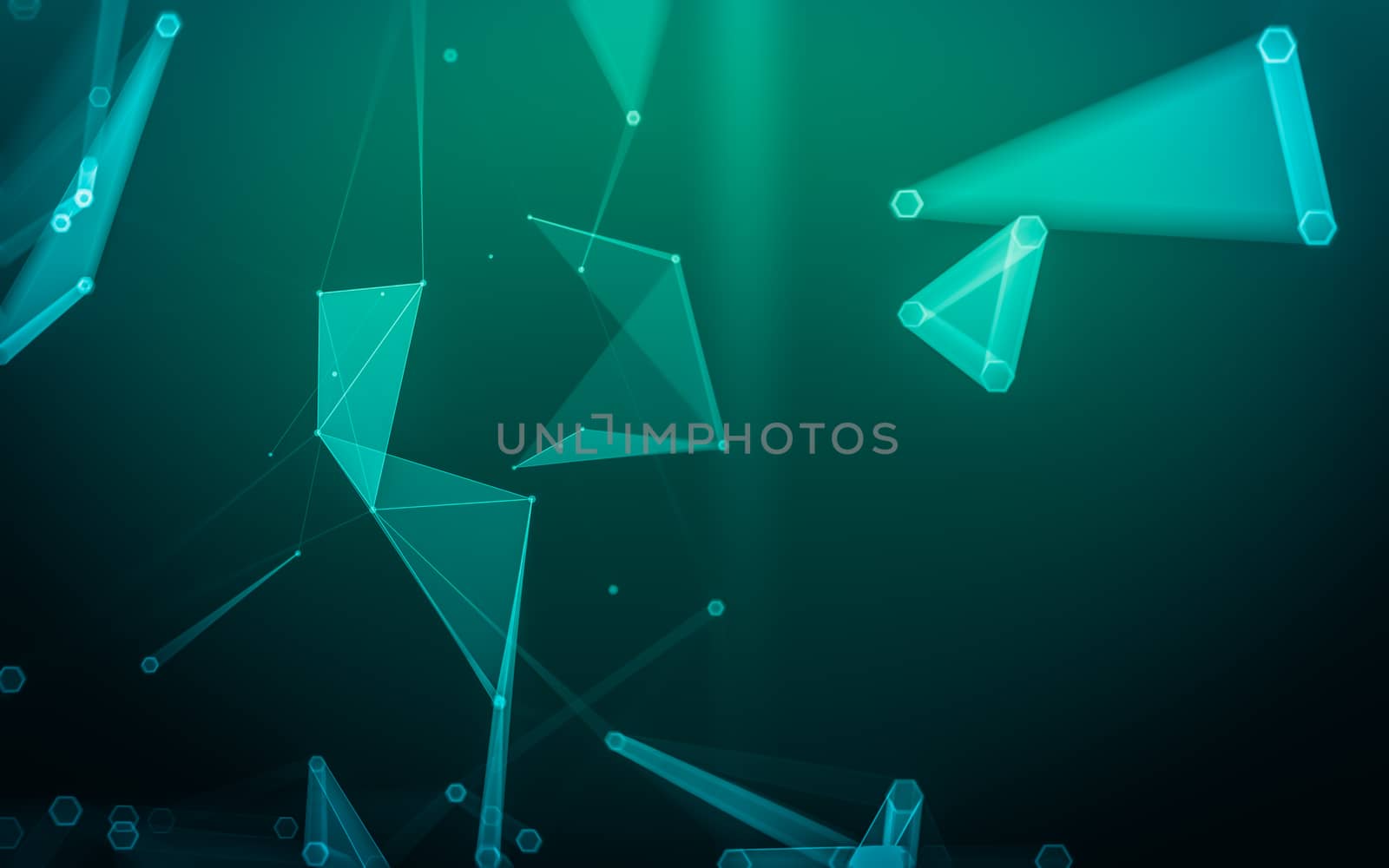 Abstract polygonal space low poly dark background with connecting dots and lines. Connection structure. 3d rendering