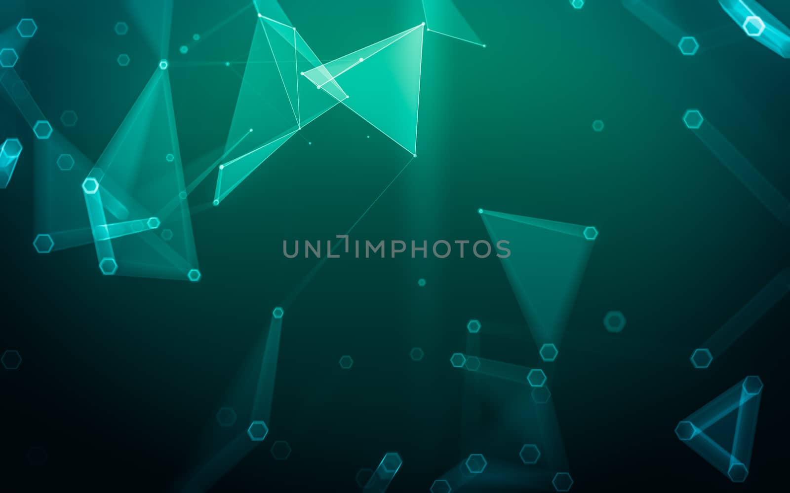 Abstract polygonal space low poly dark background with connecting dots and lines. Connection structure. 3d rendering