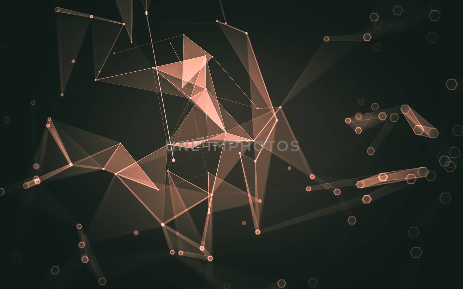 Abstract polygonal space low poly dark background with connecting dots and lines. Connection structure. 3d rendering