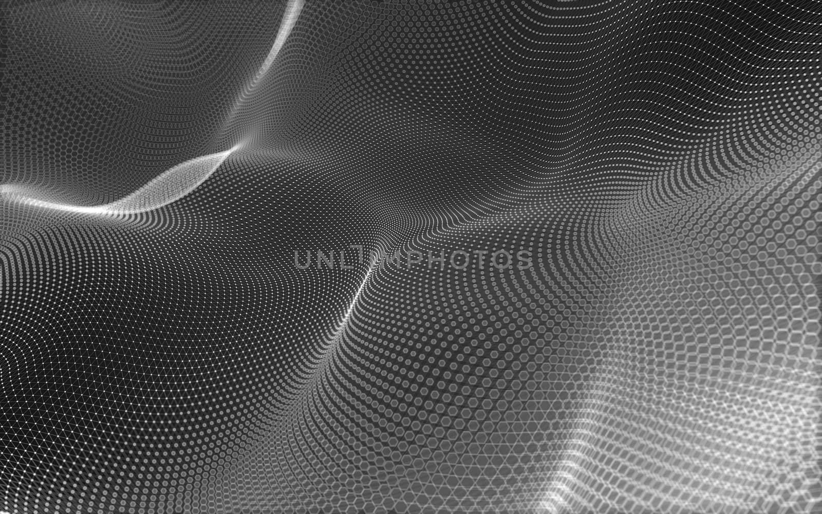 Abstract polygonal space low poly dark background with connecting dots and lines. Connection structure. 3d rendering