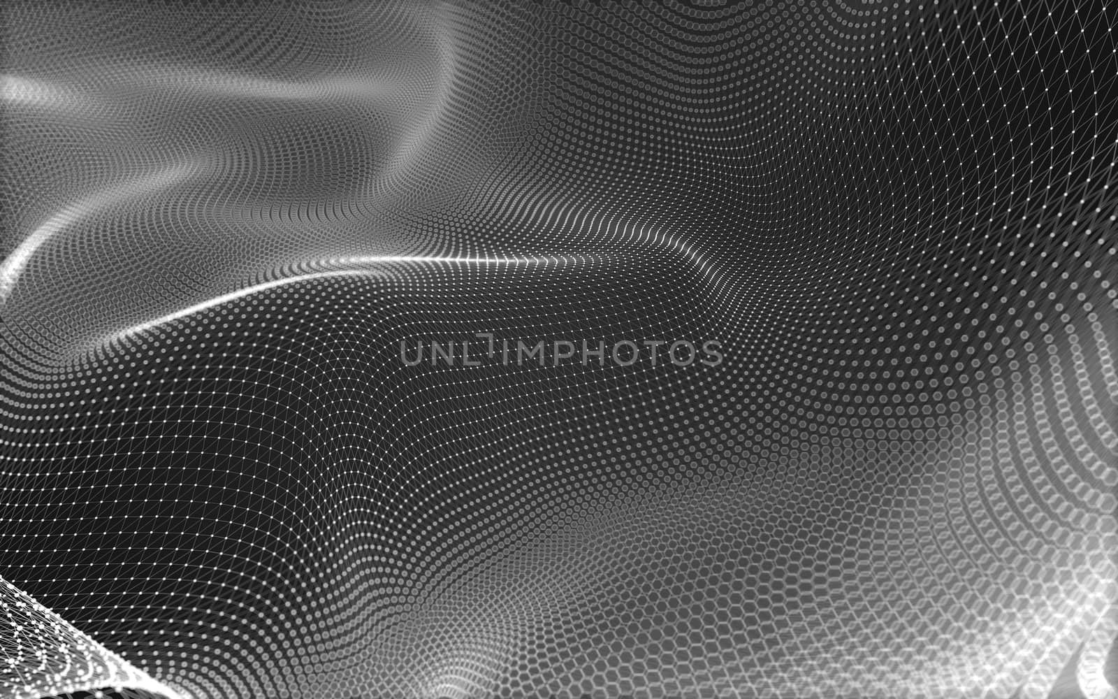 Abstract polygonal space low poly dark background with connecting dots and lines. Connection structure. 3d rendering