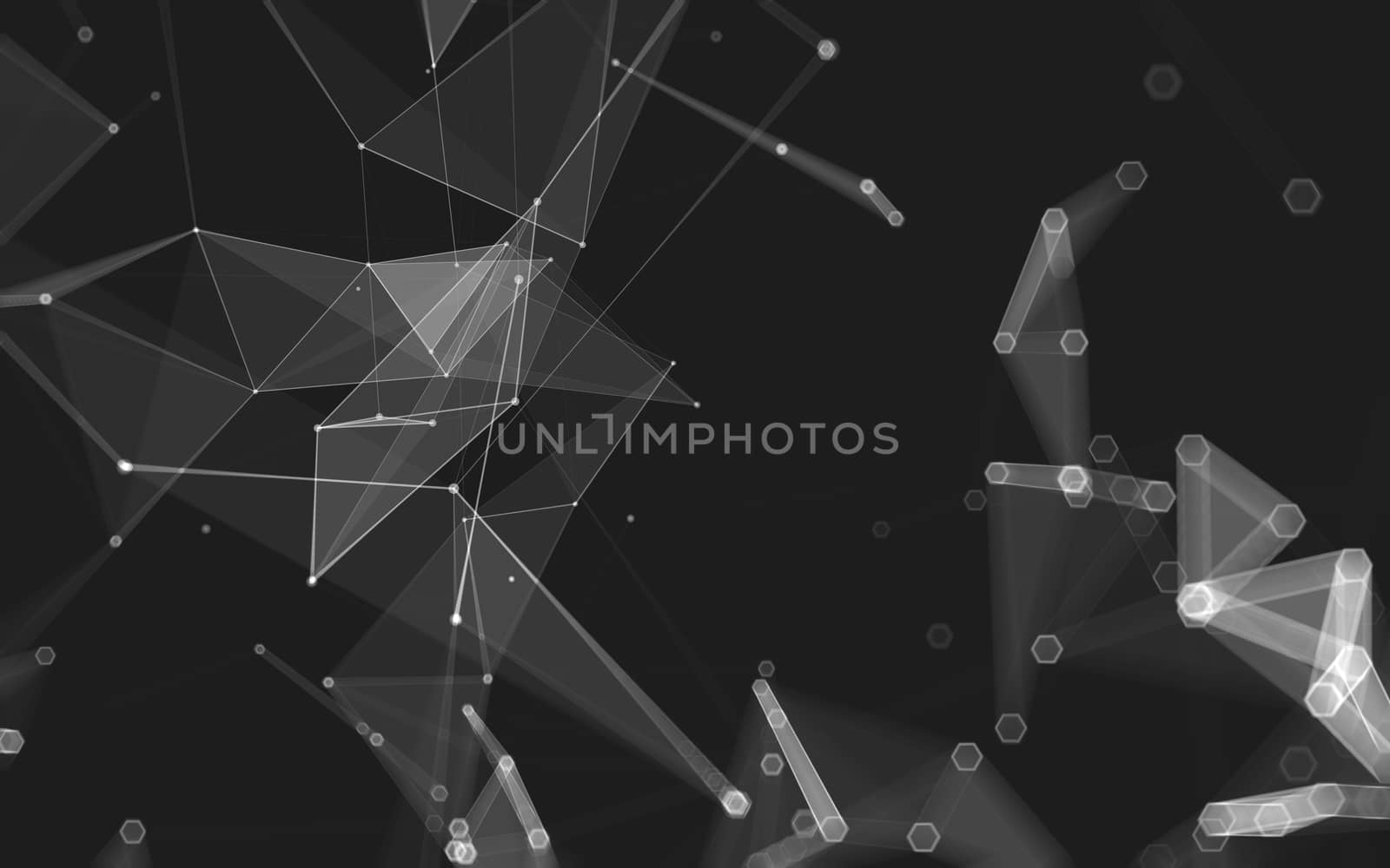 Abstract polygonal space low poly dark background with connecting dots and lines. Connection structure. 3d rendering