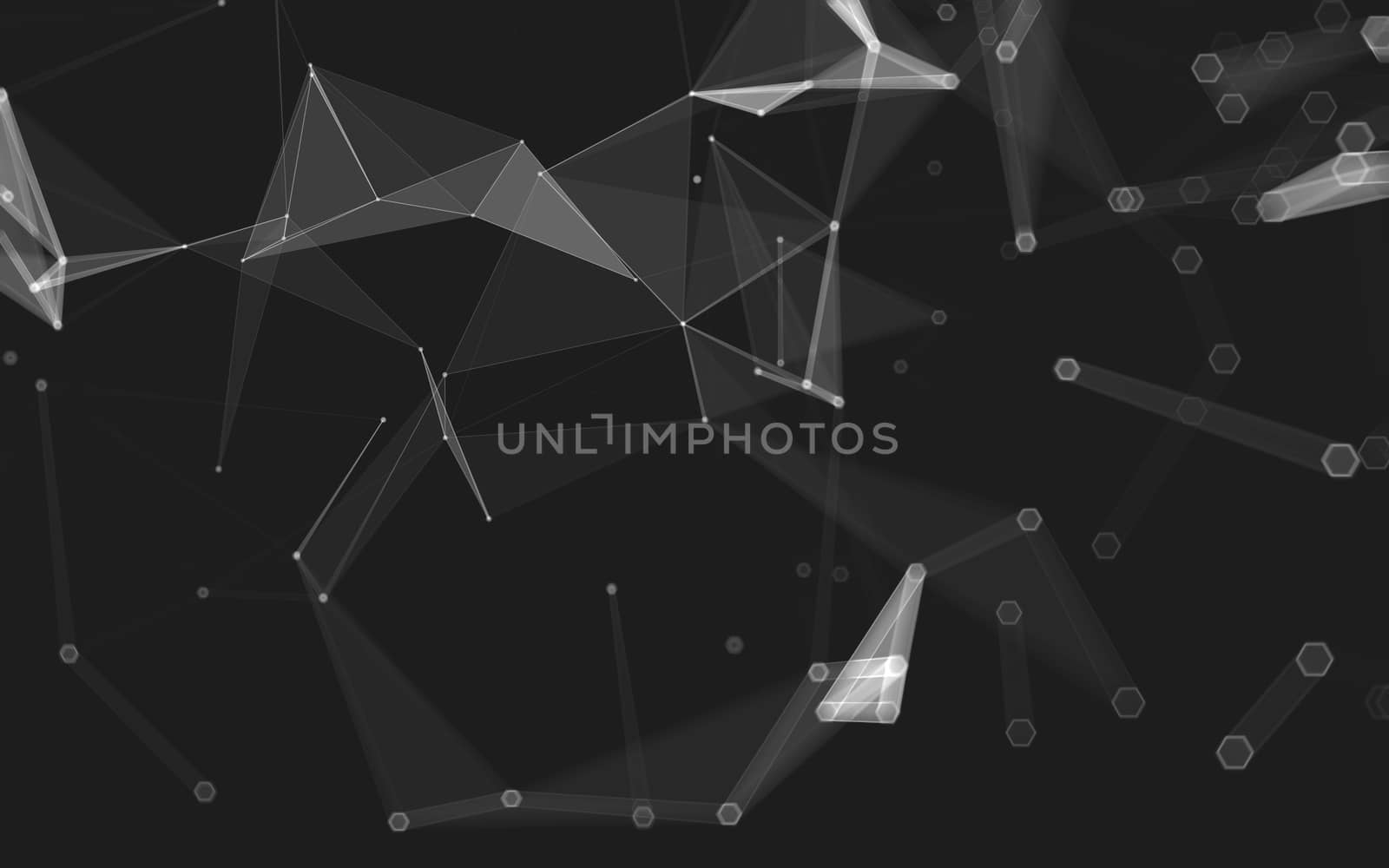 Abstract polygonal space low poly dark background with connecting dots and lines. Connection structure. 3d rendering