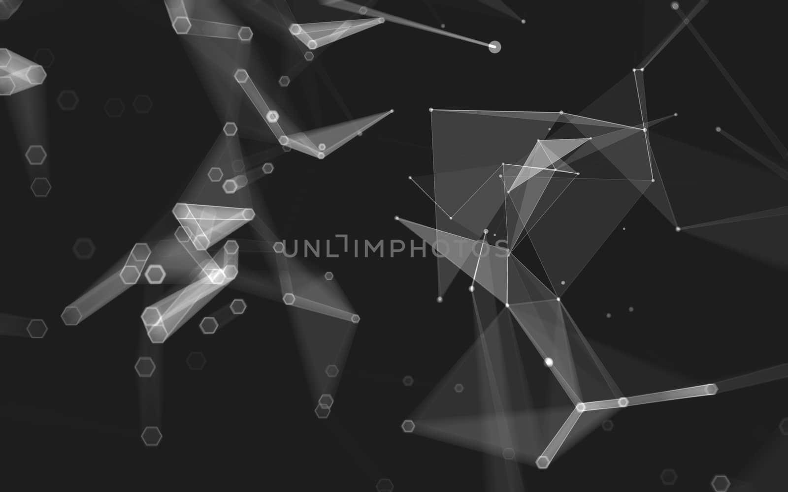 Abstract polygonal space low poly dark background with connecting dots and lines. Connection structure. 3d rendering