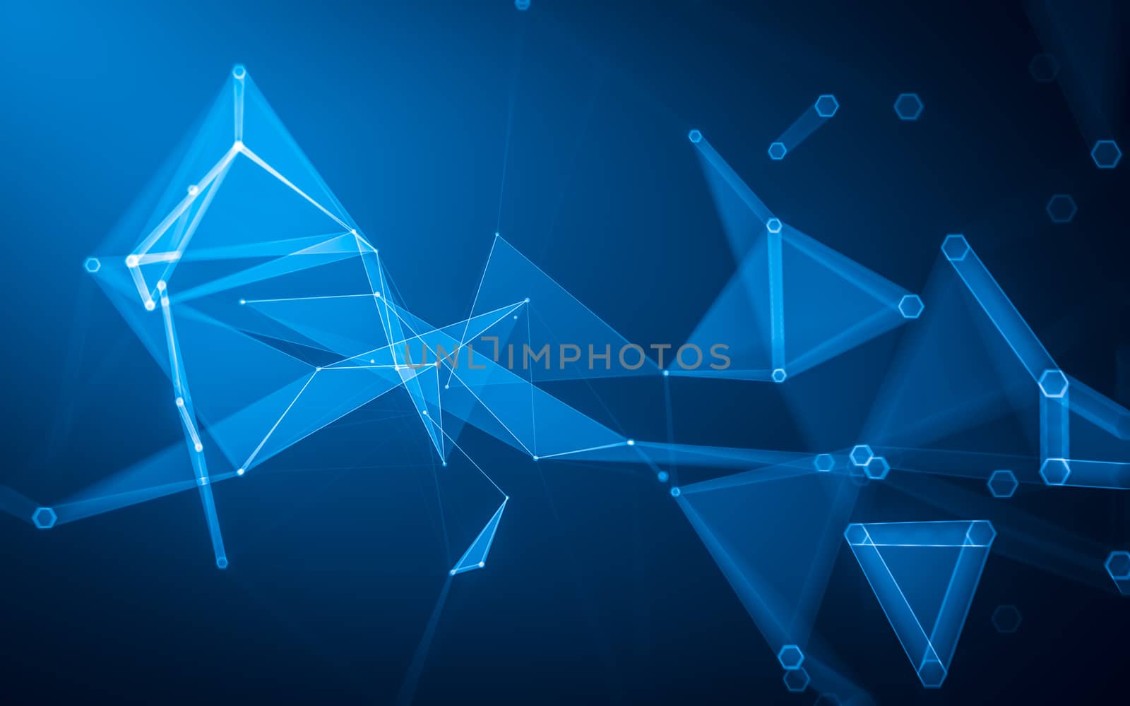 Abstract polygonal space low poly dark background with connecting dots and lines. Connection structure. 3d rendering