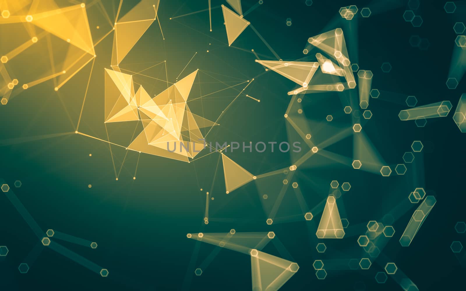 Abstract polygonal space low poly dark background with connecting dots and lines. Connection structure. 3d rendering