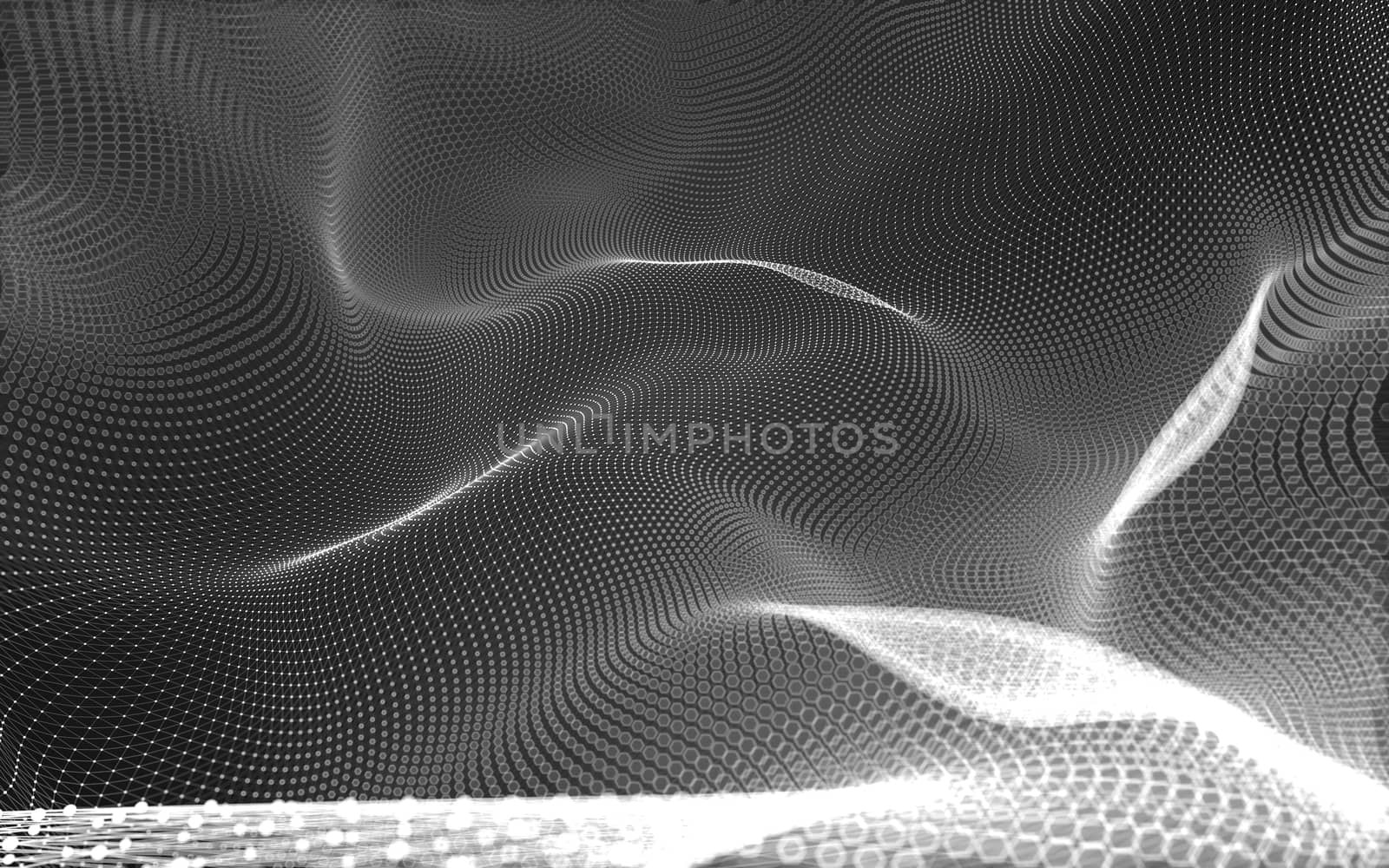 Abstract polygonal space low poly dark background with connecting dots and lines. Connection structure. 3d rendering