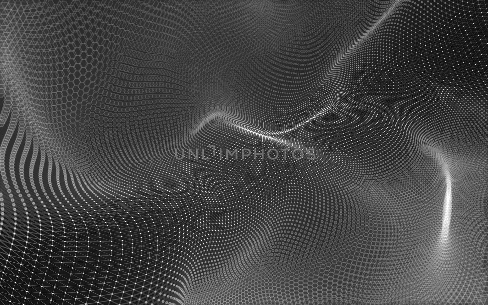 Abstract polygonal space low poly dark background with connecting dots and lines. Connection structure. 3d rendering