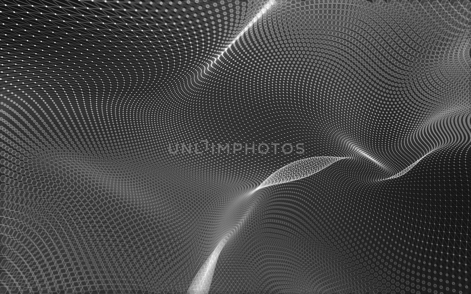 Abstract polygonal space low poly dark background with connecting dots and lines. Connection structure. 3d rendering