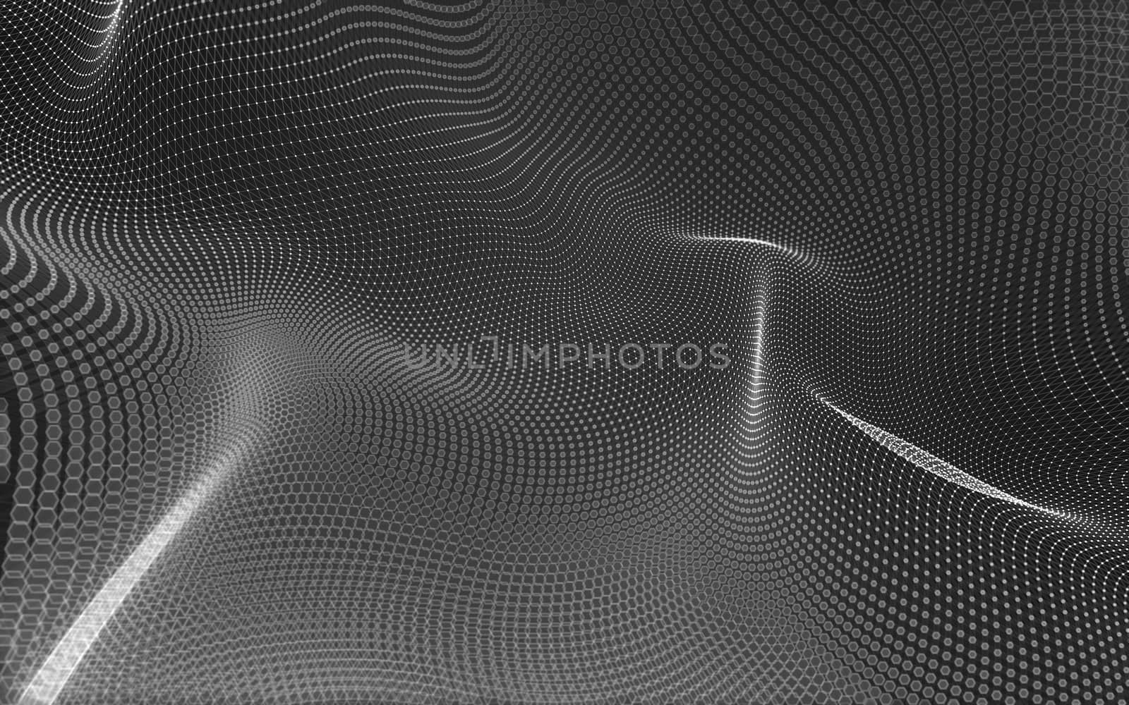 Abstract polygonal space low poly dark background with connecting dots and lines. Connection structure. 3d rendering