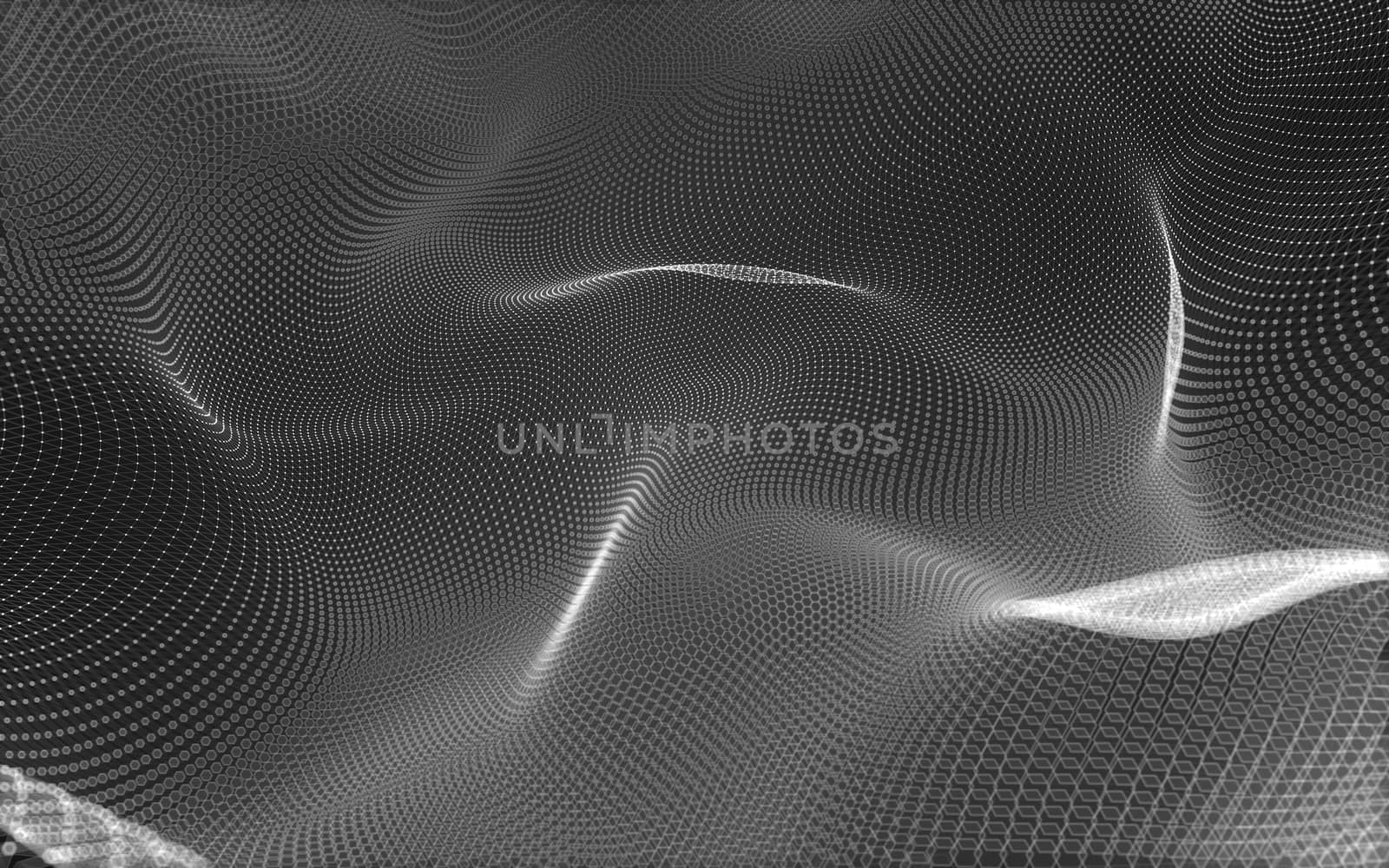 Abstract polygonal space low poly dark background with connecting dots and lines. Connection structure. 3d rendering