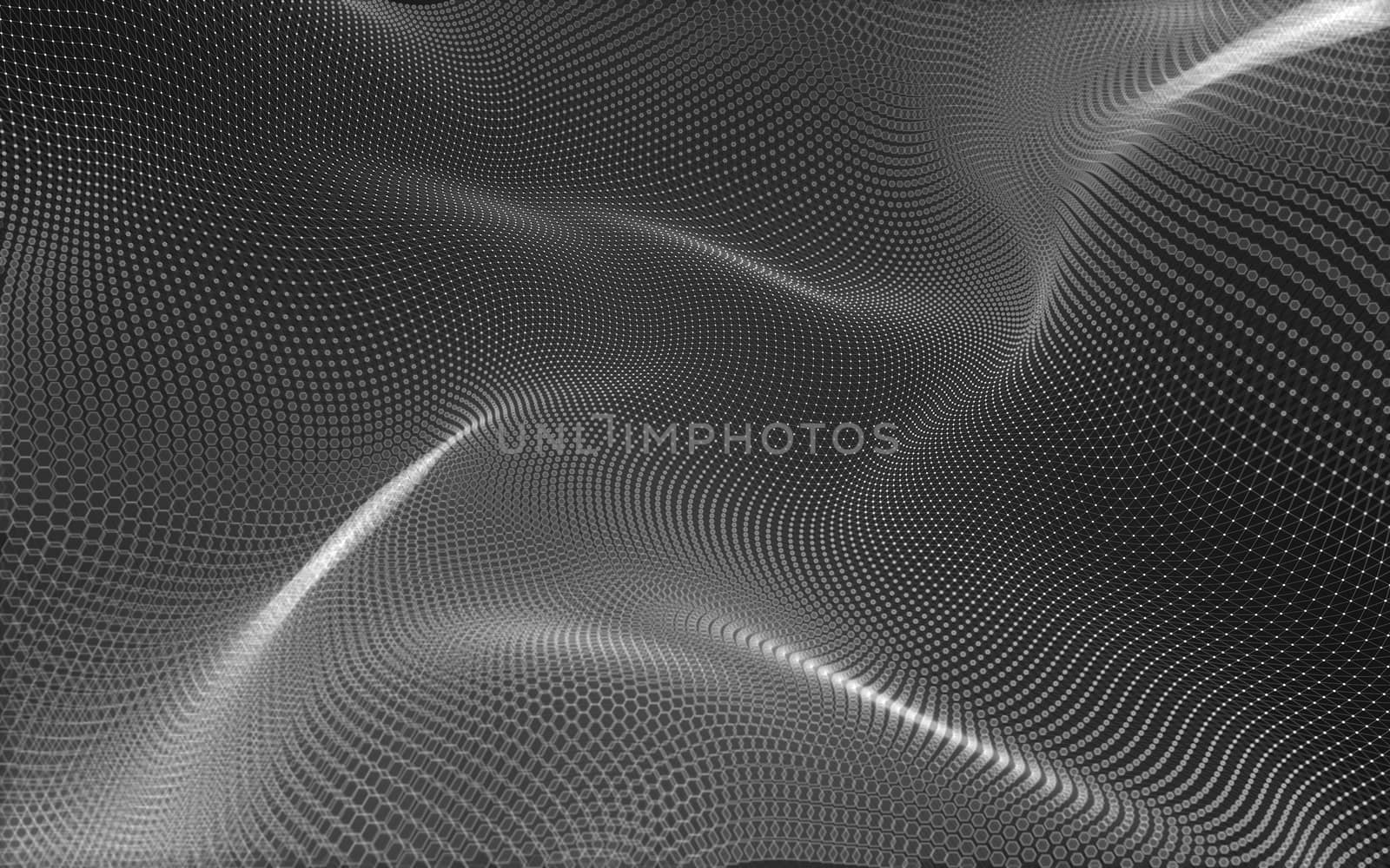 Abstract polygonal space low poly dark background with connecting dots and lines. Connection structure. 3d rendering