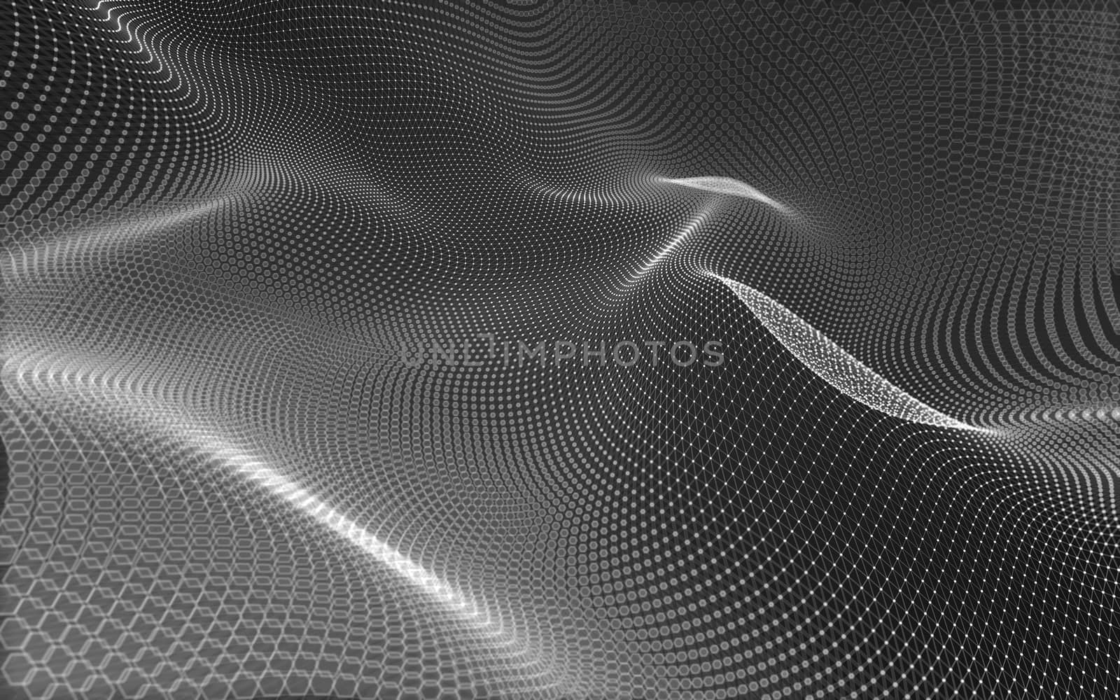 Abstract polygonal space low poly dark background with connecting dots and lines. Connection structure. 3d rendering