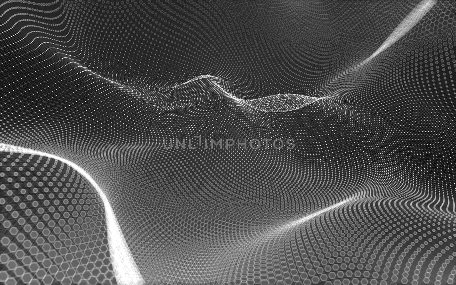 Abstract polygonal space low poly dark background with connecting dots and lines. Connection structure. 3d rendering