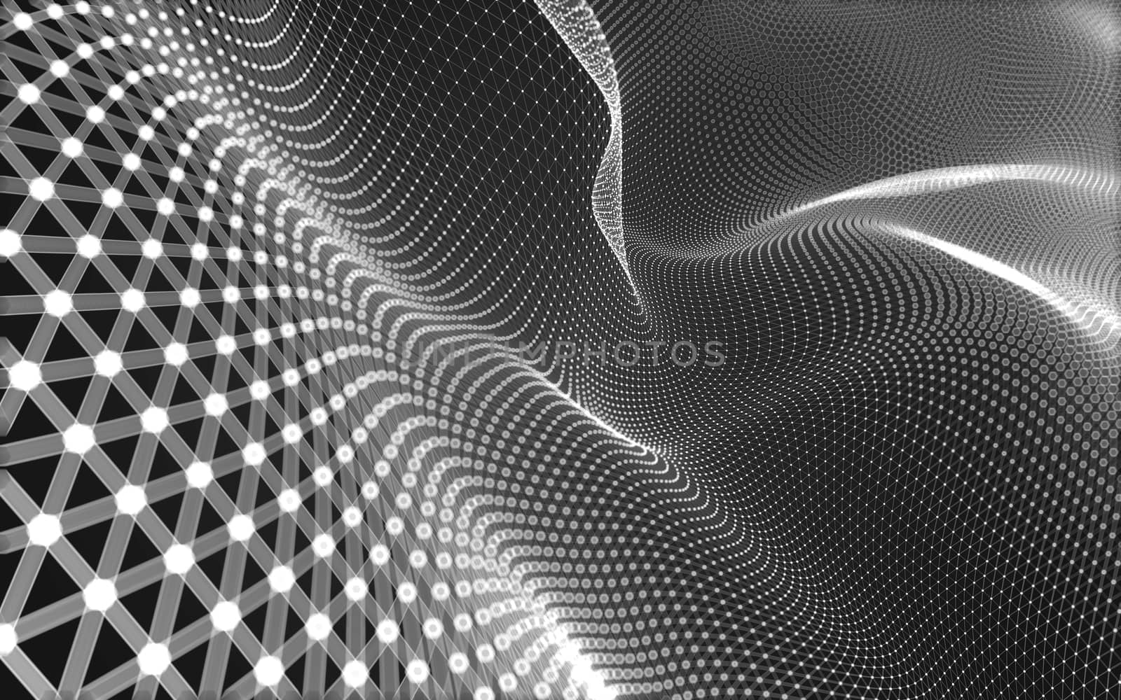 Abstract polygonal space low poly dark background with connecting dots and lines. Connection structure. 3d rendering