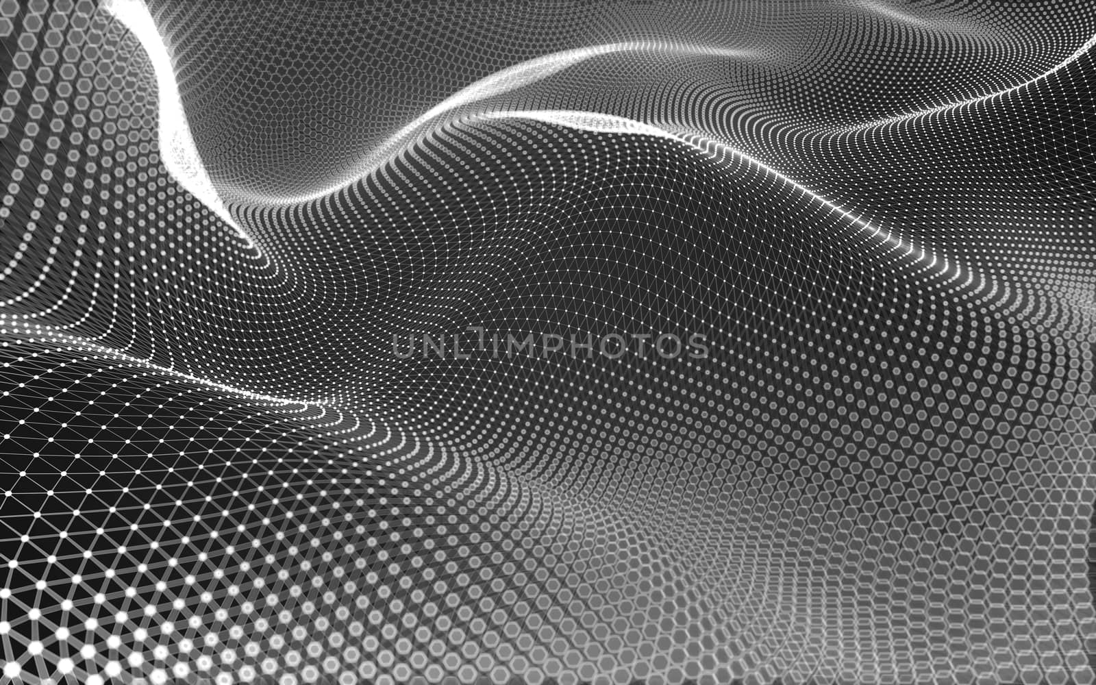 Abstract polygonal space low poly dark background with connecting dots and lines. Connection structure. 3d rendering