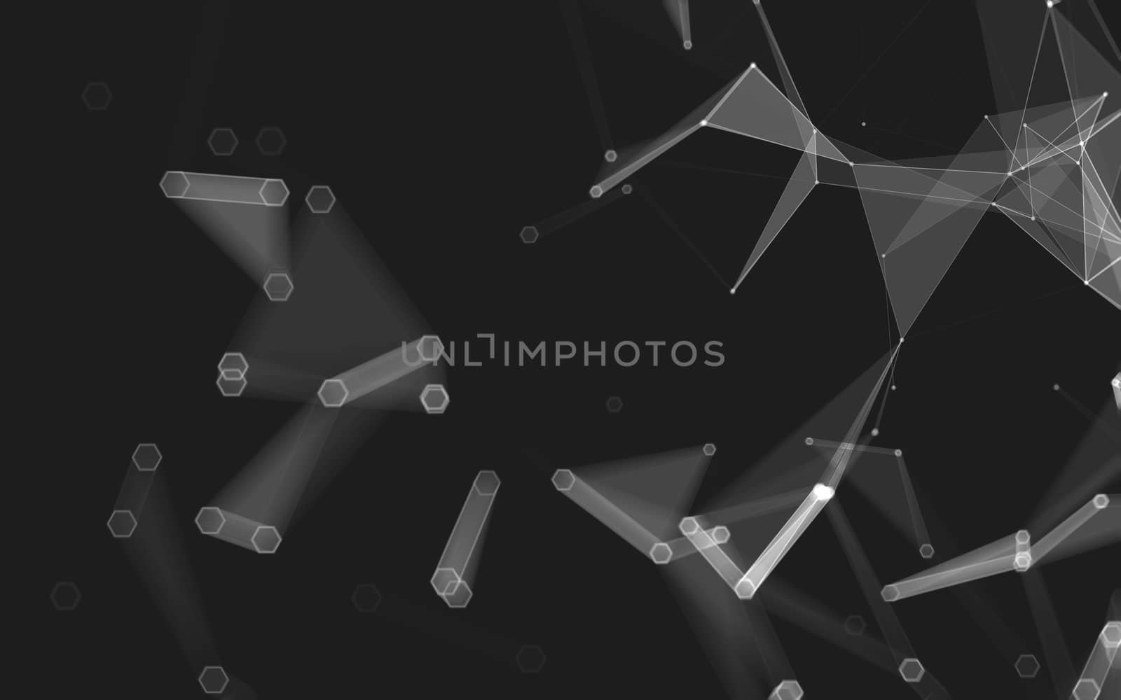 Abstract polygonal space low poly dark background with connecting dots and lines. Connection structure. 3d rendering