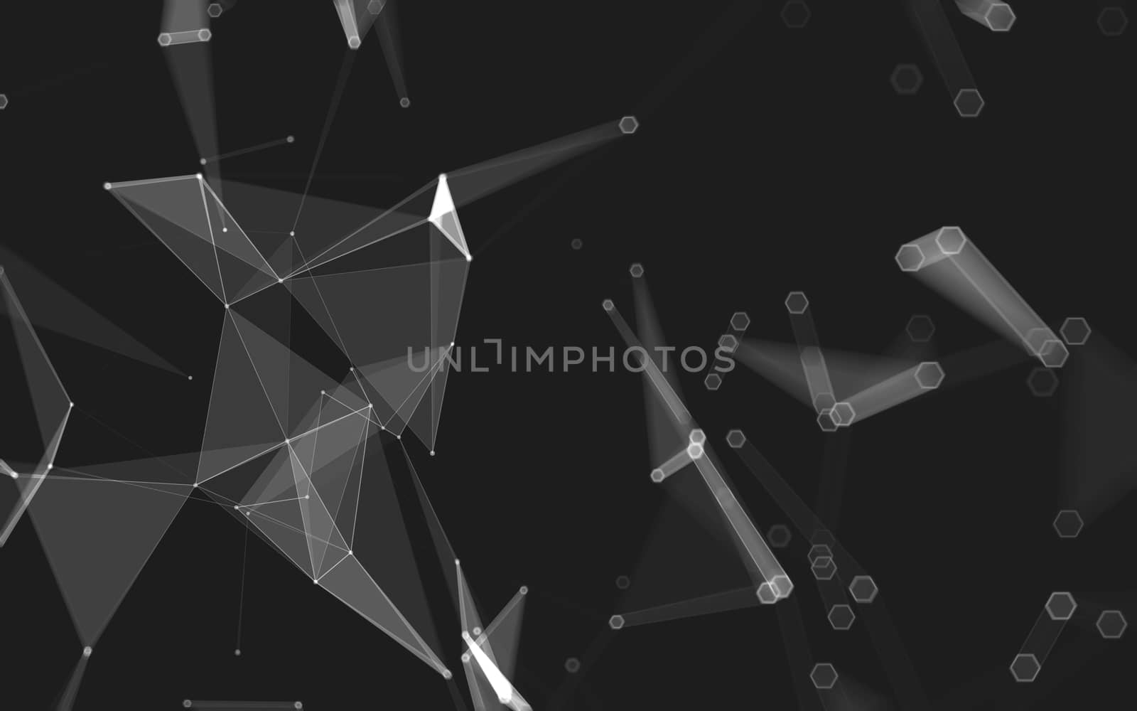 Abstract polygonal space low poly dark background with connecting dots and lines. Connection structure. 3d rendering