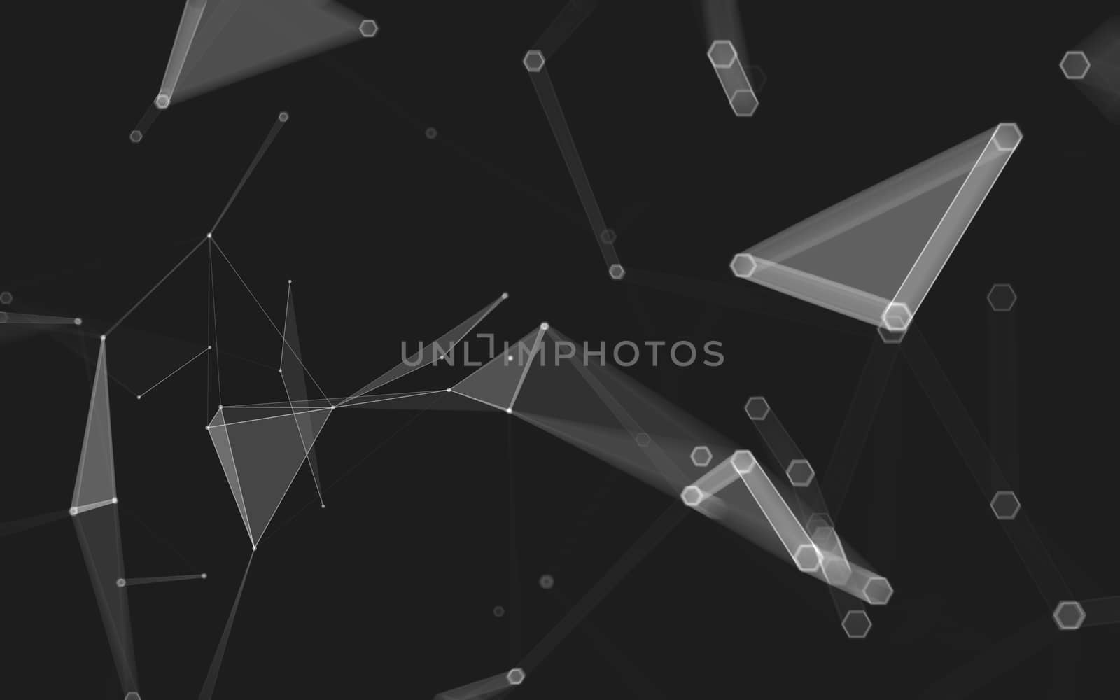 Abstract polygonal space low poly dark background with connecting dots and lines. Connection structure. 3d rendering